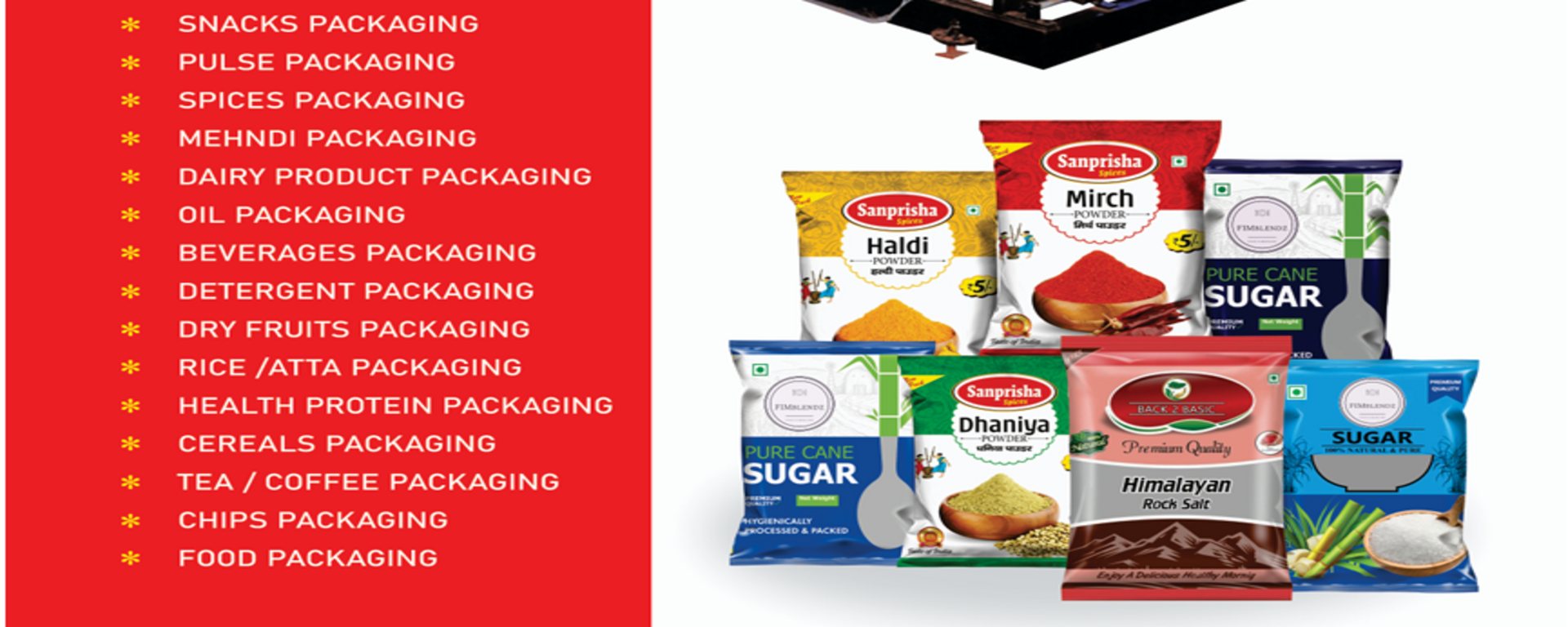 Snacks, pulse and spices packaging pouches